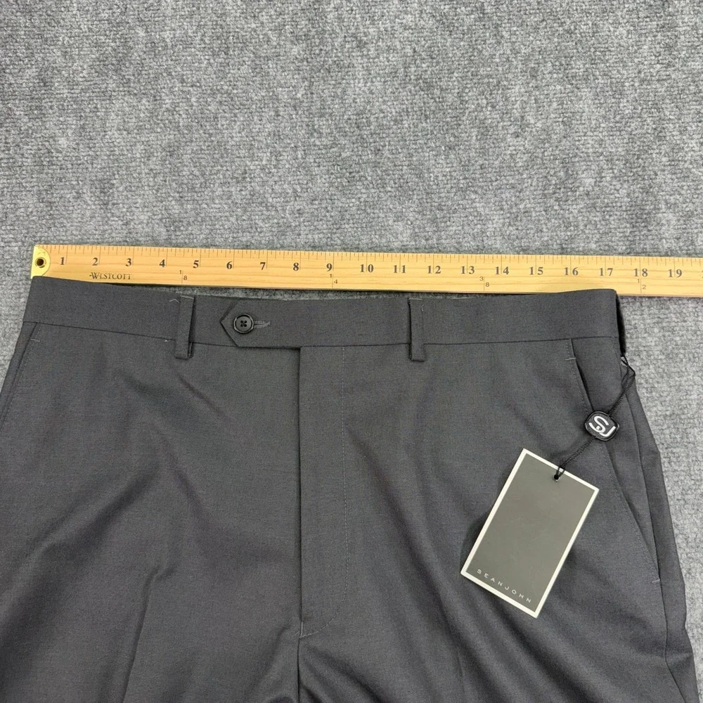 Sean John Dress Pants Mens 34x32 (Fits 34x33) Grey Flat Front Trousers